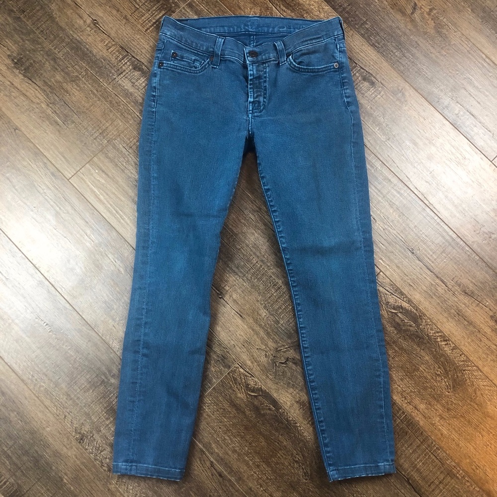 7 For All Mankind Teal Skinny Jeans Pants Denim 28